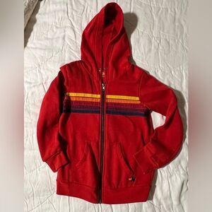 Aviator Nation Kids Red 5-Stripe Zip-Up Hoodie
